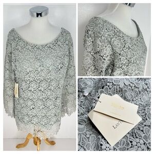 Lan‎ Ting Bride NWT Gray Lace Tunic Too XL Padded Bra Formal Wedding Cocktail